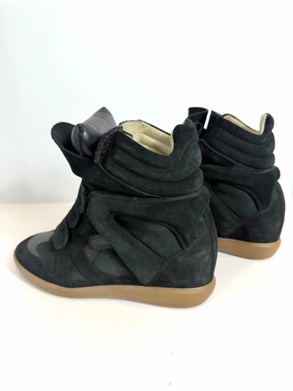 Isabel Marant Black Suede Bekett Wedge High Top Sneakers Size 37 Leather